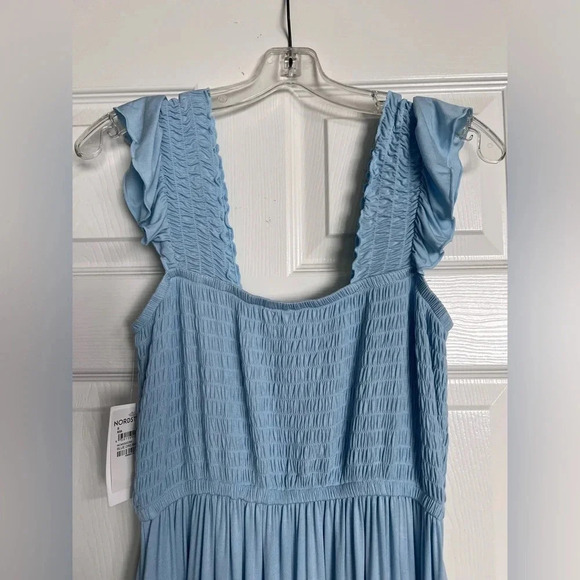 NWT Nordstrom Robin Egg Blue Ruched Maxi Dress Sz Small Blue Dream Wedding Beach - Picture 5 of 7